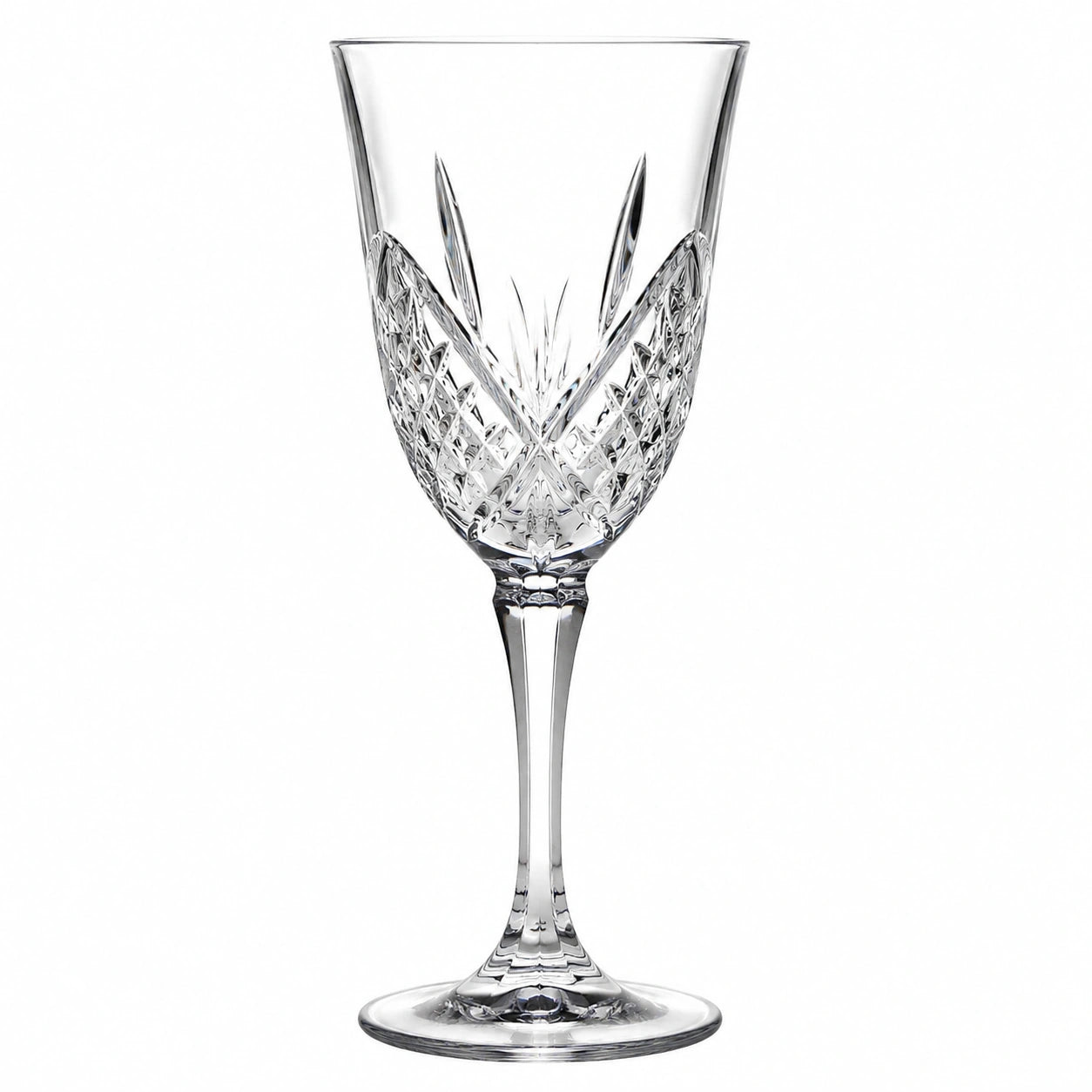 Calice da vino 250 ml in vetro trasparente decorato con stelo elegante