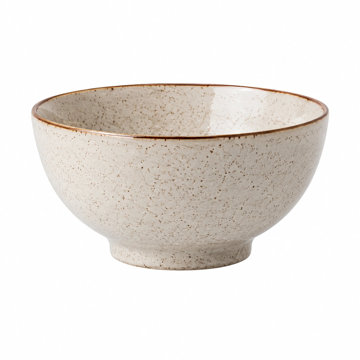 Ciotola 18 cm in ceramica smaltata avorio puntinato per servire stile rustico
