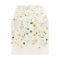 Runner da tavolo 40 x 180 cm in tessuto avorio con fiori stampati stile botanico
