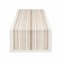 Runner da tavola 40 x 180 cm in tessuto beige e bianco con motivo geometrico stile rustico