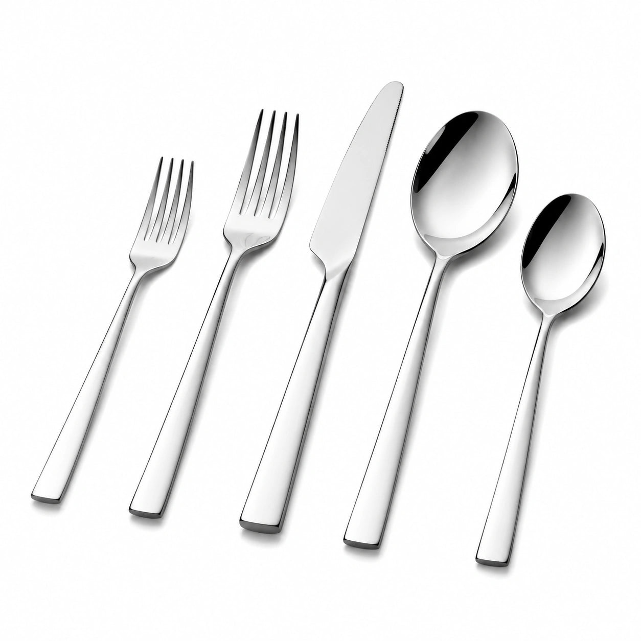 Set posate 5 pezzi 13.5-23 cm in acciaio inox argento per tavola dal design moderno