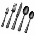 Set posate da tavola 5 pezzi 13-22 cm in acciaio inox nero satinato