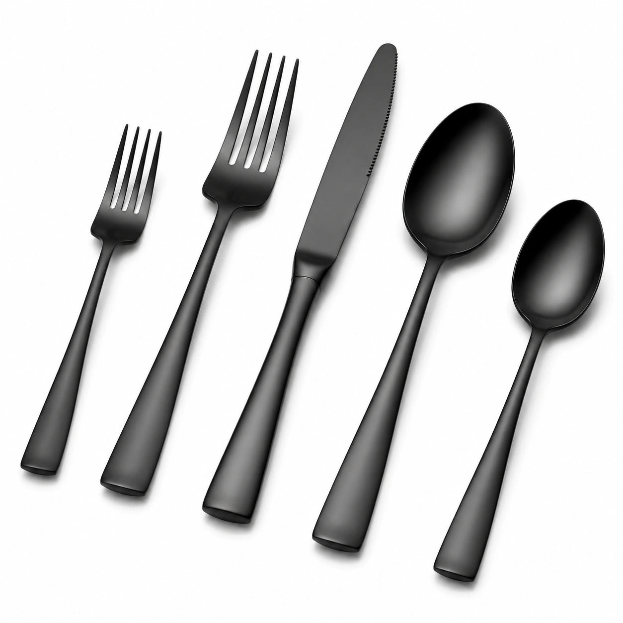 Set posate da tavola 5 pezzi 13-22 cm in acciaio inox nero satinato