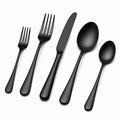 Set di posate 5 pezzi in acciaio inox nero opaco per tavola