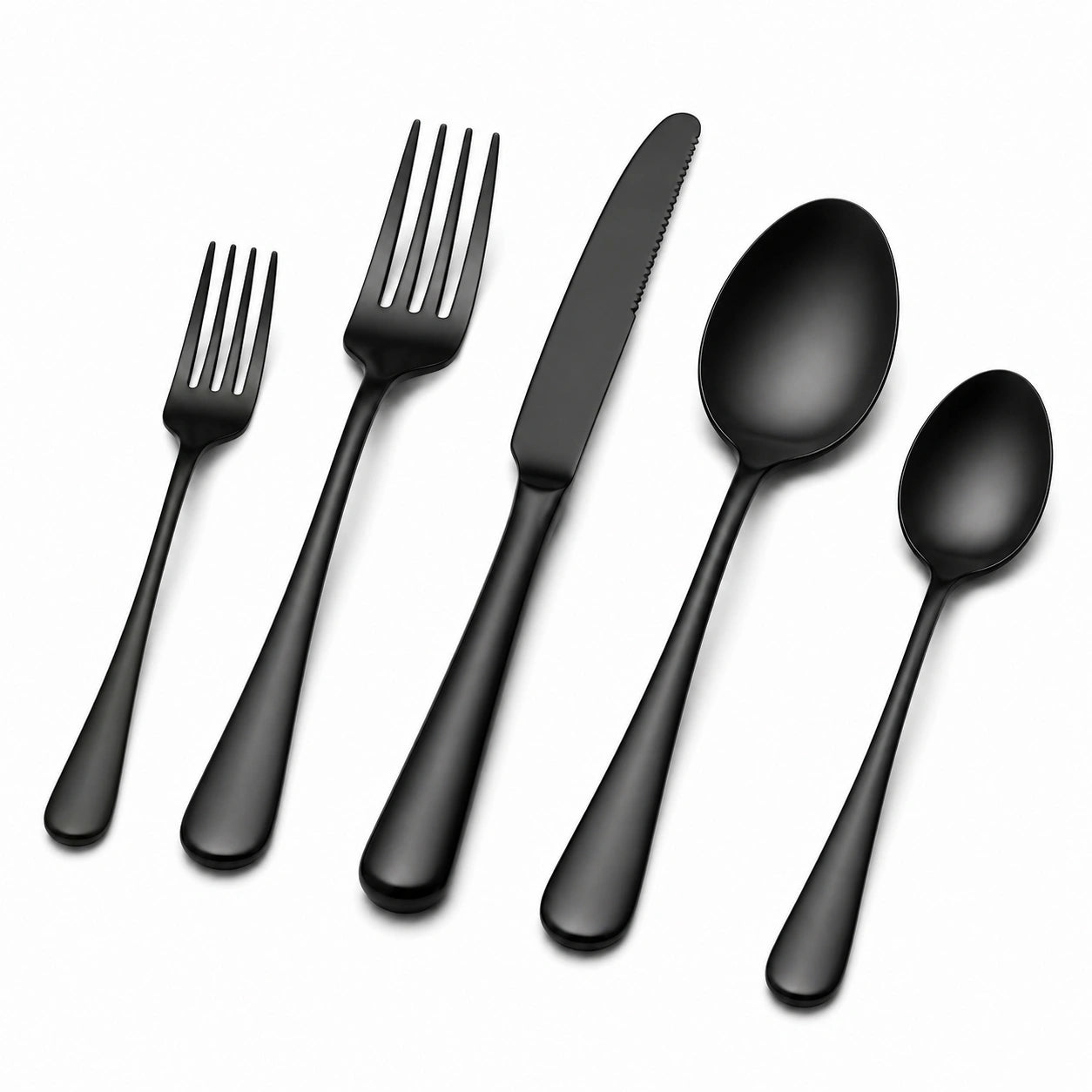 Set di posate 5 pezzi in acciaio inox nero opaco per tavola
