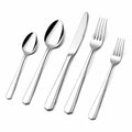 Set posate 5 pezzi 14.5-23 cm in acciaio inox argento lucido stile moderno