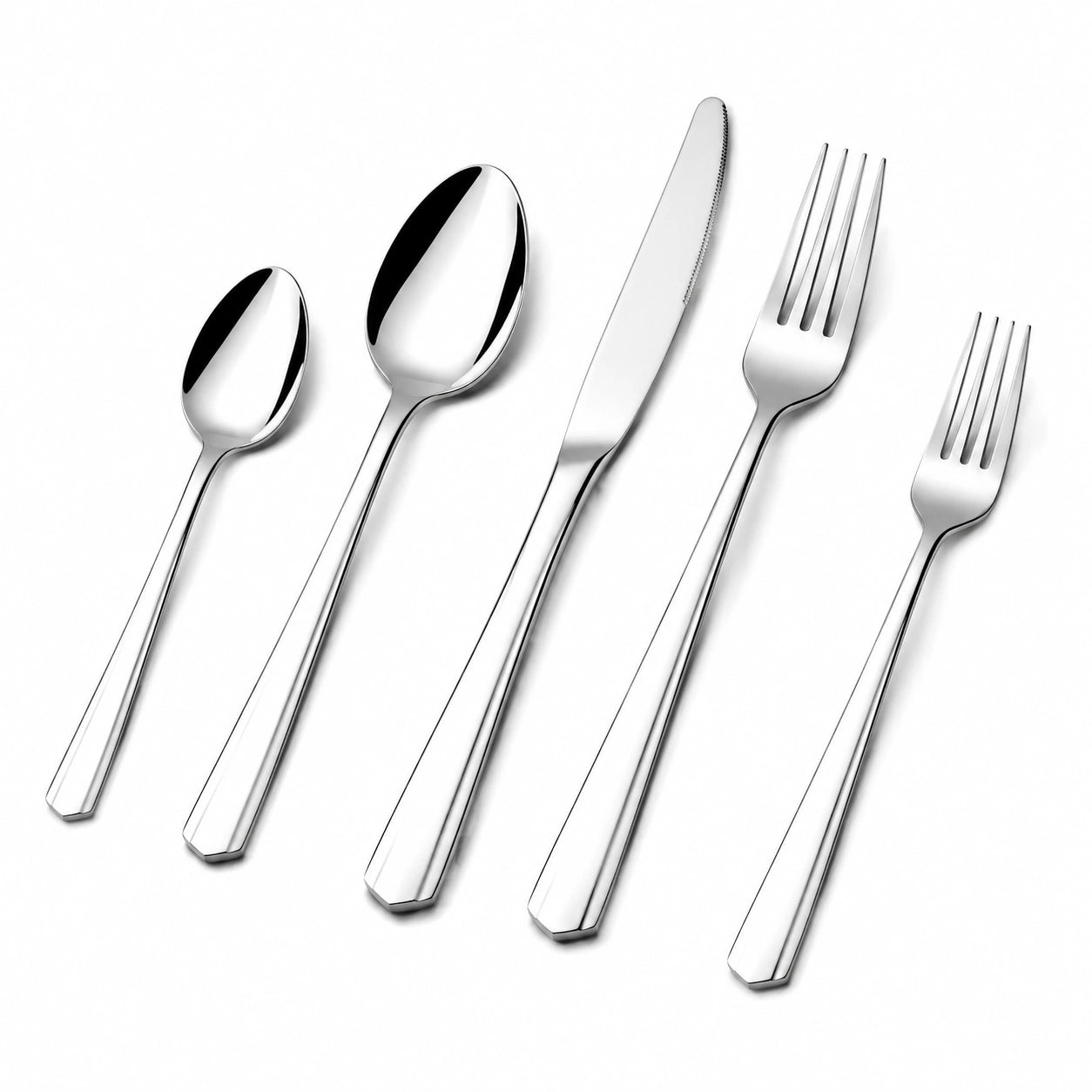 Set posate 5 pezzi 14.5-23 cm in acciaio inox argento lucido stile moderno