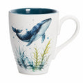 Tazza in ceramica 400 ml bianca e blu con balena - stile marino