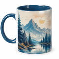 Tazza in ceramica 350 ml blu e bianca con paesaggio montano
