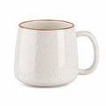 Tazza 400 ml in ceramica avorio con puntinatura marrone - stile rustico con manico