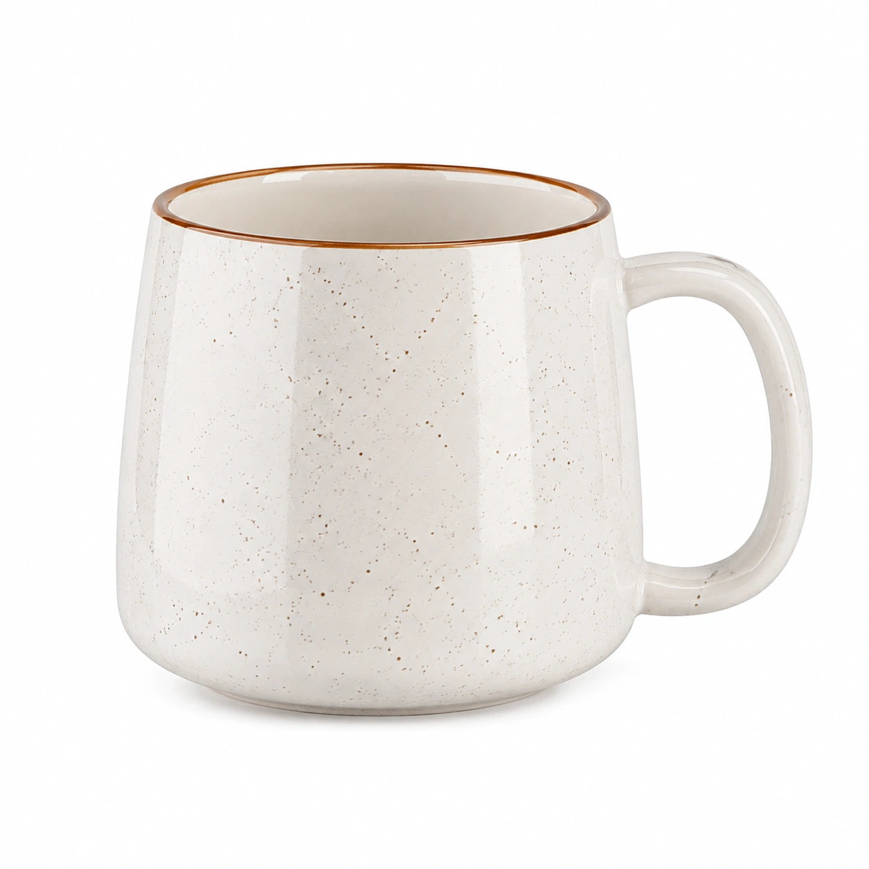 Tazza 400 ml in ceramica avorio con puntinatura marrone - stile rustico con manico
