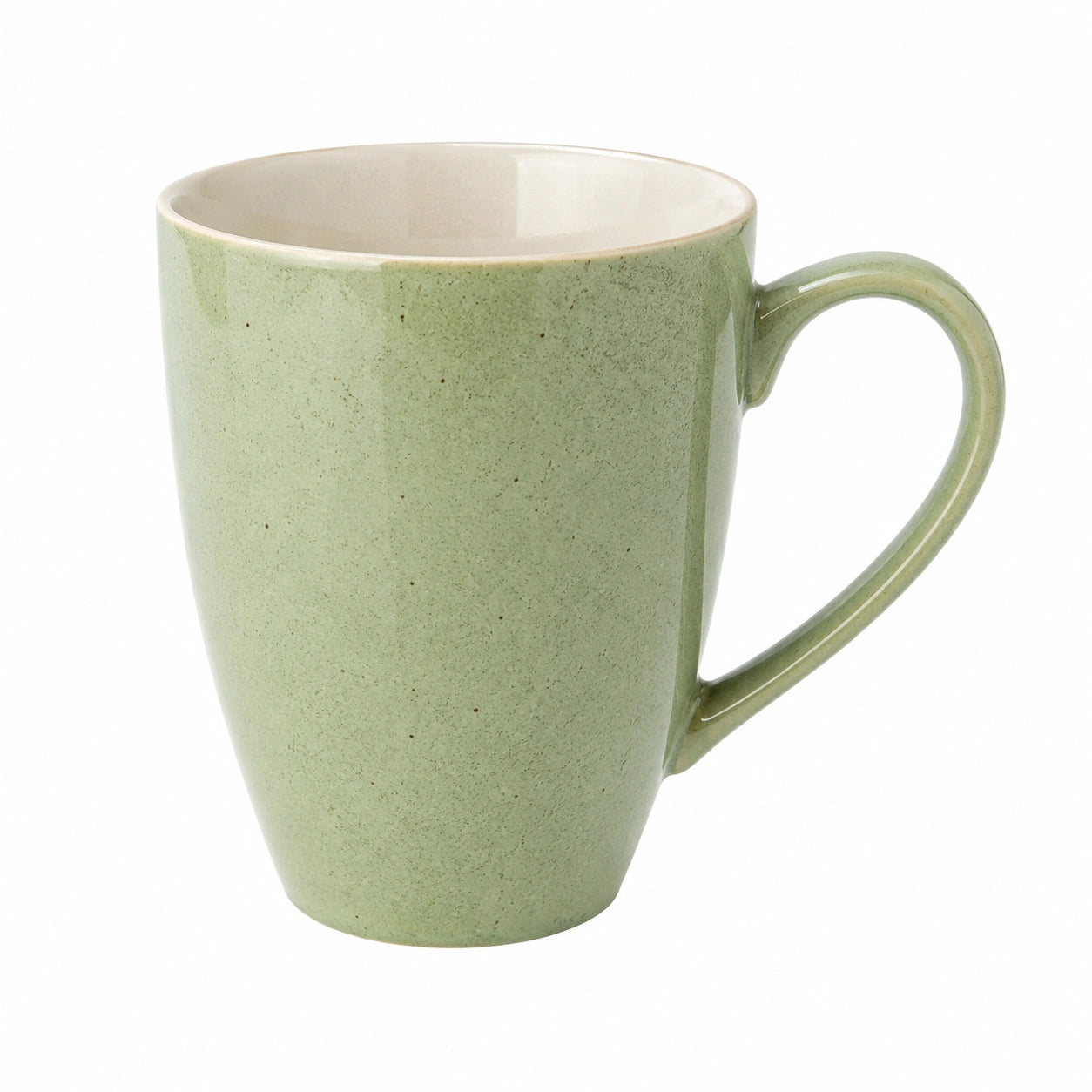 Tazza 400 ml in ceramica verde smaltata con manico - stile rustico