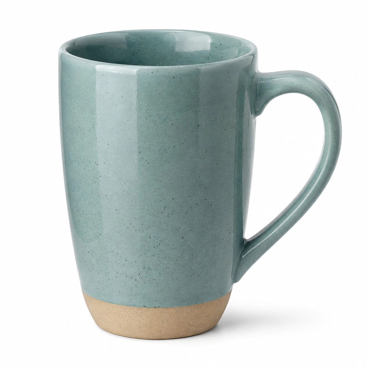 Tazza in ceramica 450 ml verde salvia smaltata con manico