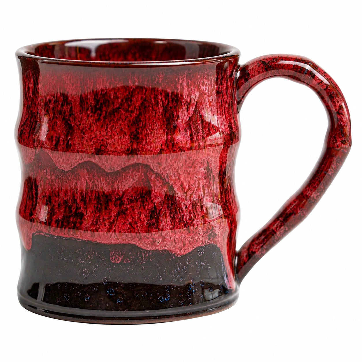Tazza in ceramica 400 ml rosso e nero con manico finitura smaltata