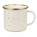 Tazza 350 ml in ceramica avorio e verde con bordo dorato - stile maculato